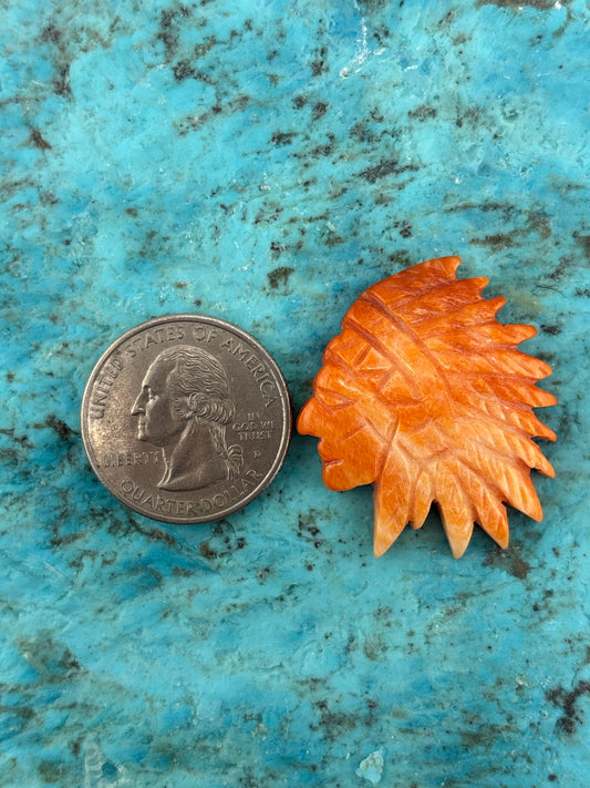 Orange Spiny Native American Feather Head 1